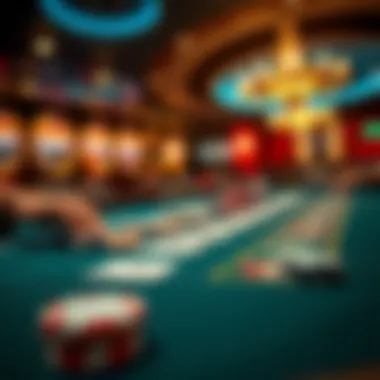 Close-up of a blackjack table with cards and chips