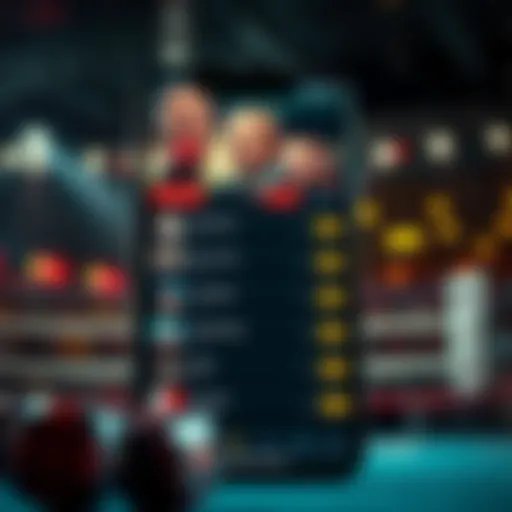 Boxing app interface showcasing betting options