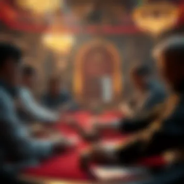 An immersive poker scene with players engaged in a high-stakes game