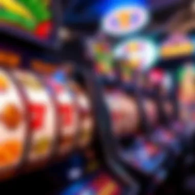 A vibrant and colorful slot machine with spinning reels