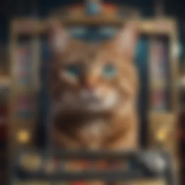 Artistic representation of a cat-themed slot machine