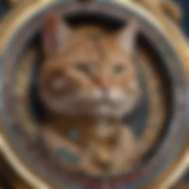 Close-up of cat symbols on a slot machine reel