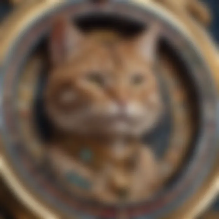 Close-up of cat symbols on a slot machine reel