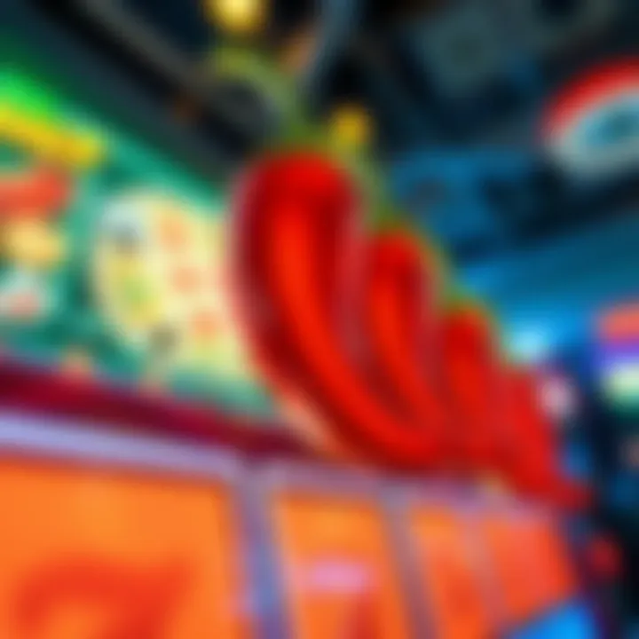 Chilli Symbols in Action Close-up of Chilli symbols and gameplay interface