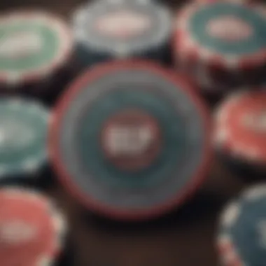 An array of customized poker chips featuring distinct labels and designs.