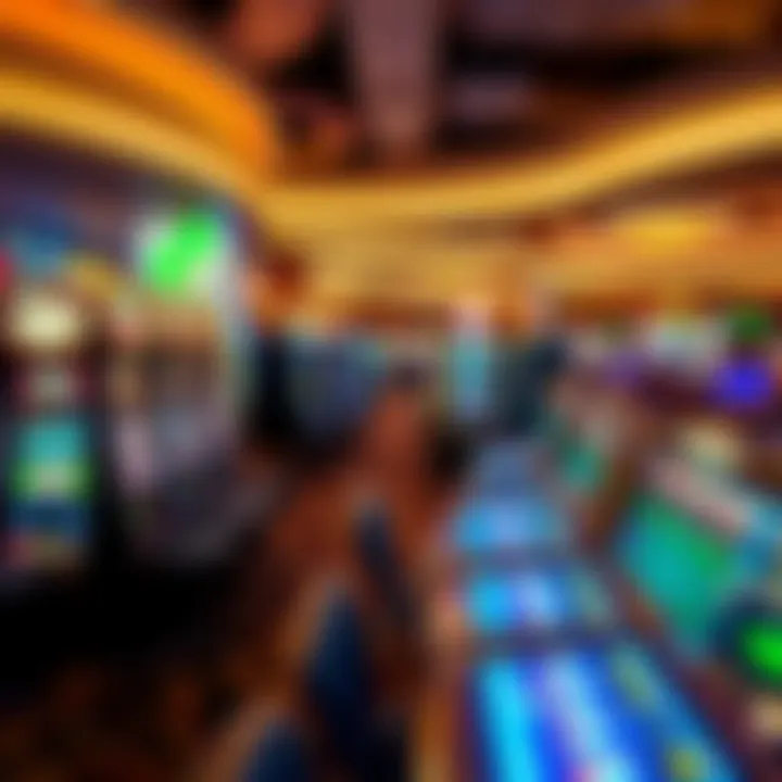 A luxurious gaming floor filled with various slot machines and tables.