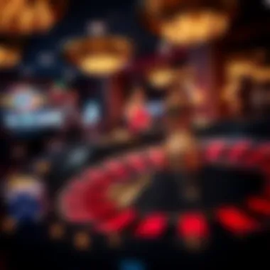 A roulette wheel spinning in an elegant casino setting