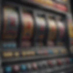 Close-up view of an advantage play slot machine interface with intricate patterns