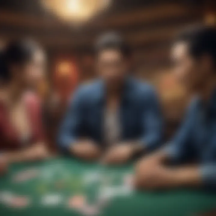 A vibrant scene of a traditional Asian poker game in a lively setting.