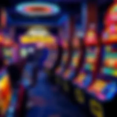 Vibrant display of block party slot machines in a casino setting