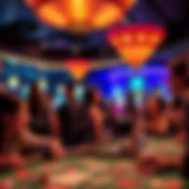 Group of visitors enjoying a night out at a casino, experiencing the vibrant nightlife