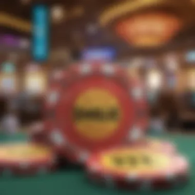 A casino promotional display featuring free chips