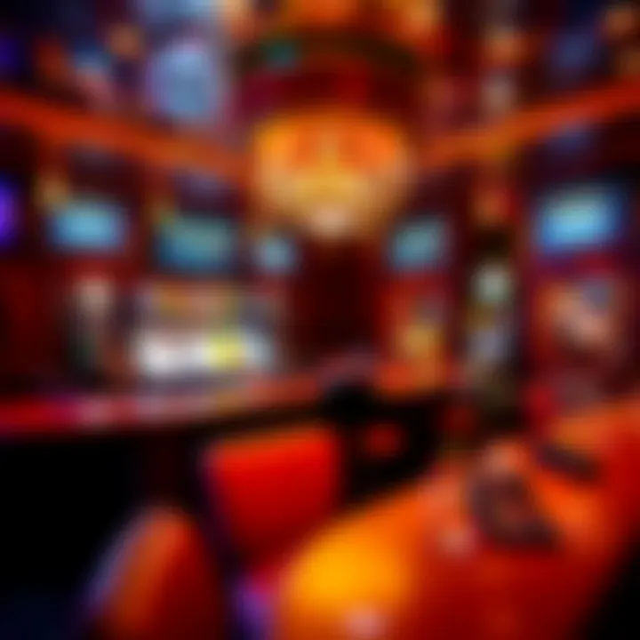 An elegant bar area within a casino, showcasing cocktails and drinks