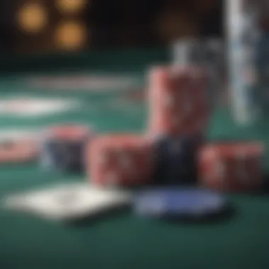 A close-up of poker chips and cards reflecting strategic gameplay