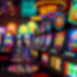 A vibrant display of various themed slot machines showcasing their unique designs.