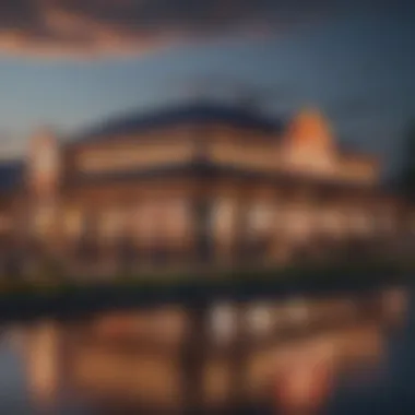 Exterior view of Mystic Lake Casino at dusk