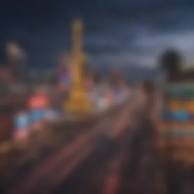 A scenic view of the Las Vegas Strip illuminated at night