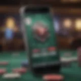 A smartphone displaying an online poker game interface.