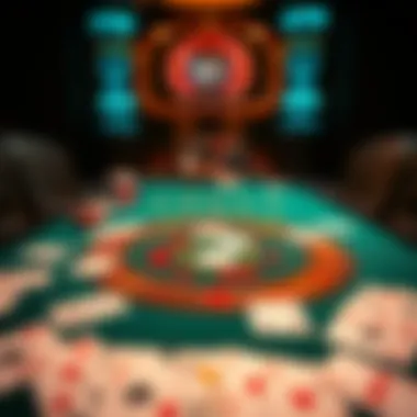 Detailed layout of a Seven Card Poker table with cards spread out