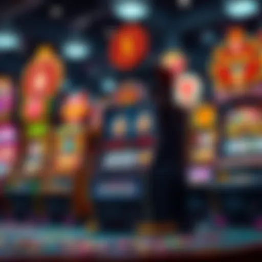 A vibrant display of various slim slot machines showcasing intricate designs