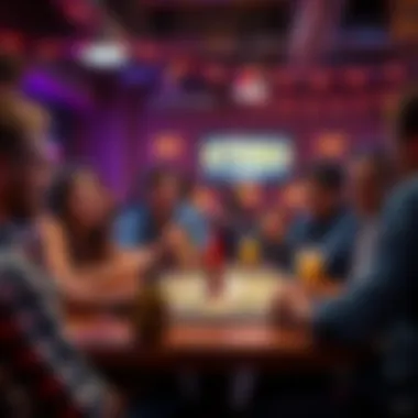 A vibrant Sticks game night atmosphere with friends enjoying the game