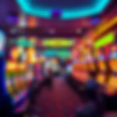 Interior of a bustling casino floor filled with gaming machines and lively atmosphere.