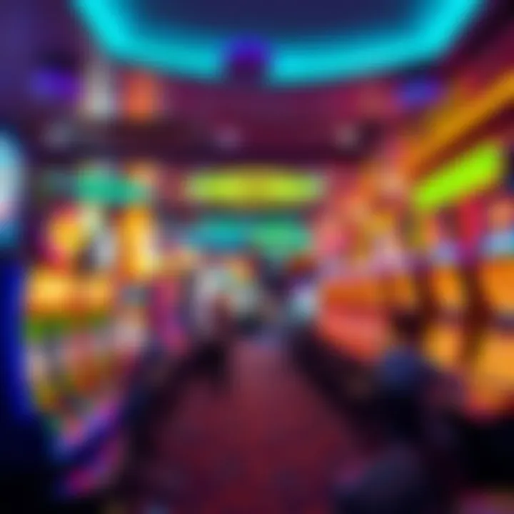 Interior of a bustling casino floor filled with gaming machines and lively atmosphere.