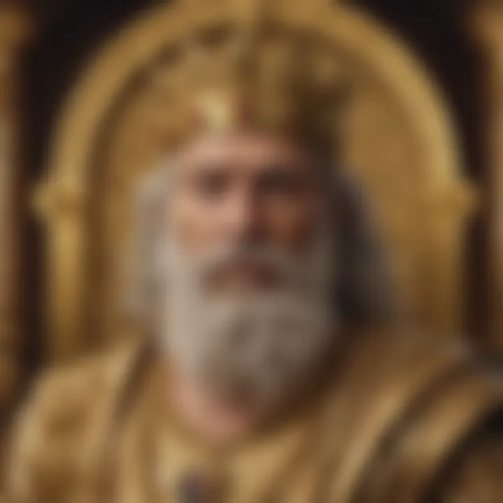 Artistic representation of King Midas with golden elements