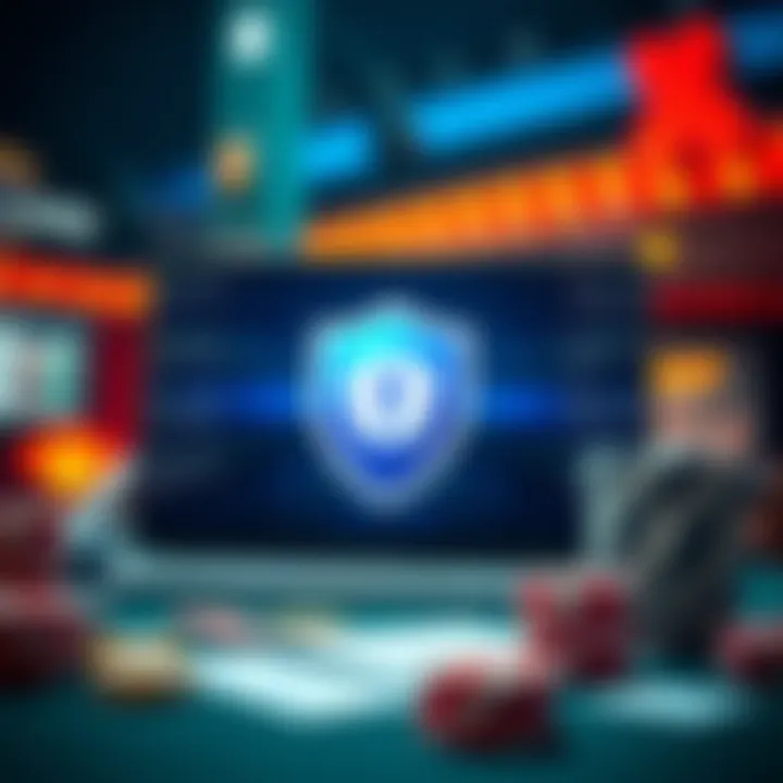 Graphic showing digital security measures in online casinos