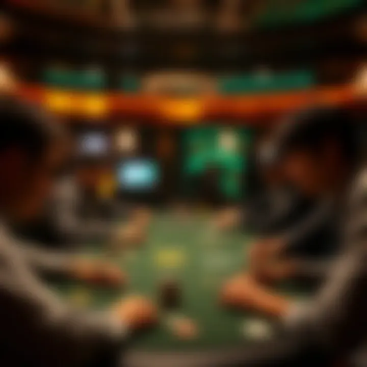 High-stakes poker table with focused players