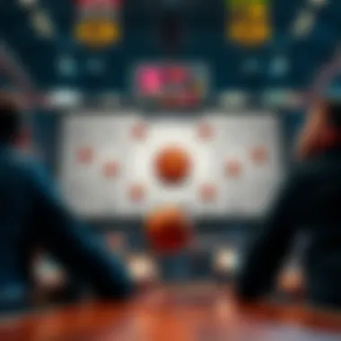 Illustration of a strategy board with basketball tactics