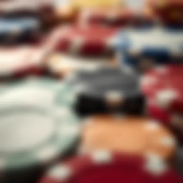 Close-up view of different poker chip materials showcasing their textures.