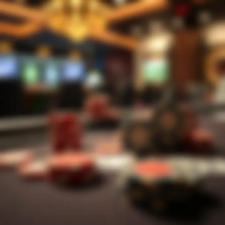 A strategic layout of poker chips on a gaming table during a tournament.