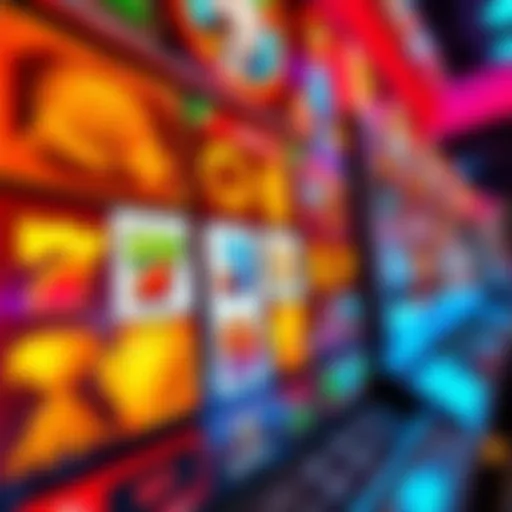 A vibrant online slot machine interface showcasing various symbols and paylines