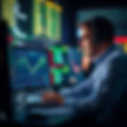A sports betting analyst reviewing data on a computer screen.