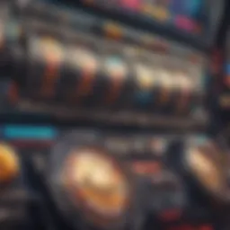 A detailed view of an online slot machine interface showcasing vibrant graphics and symbols.