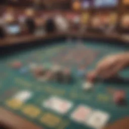 A close-up of a casino table showcasing various game options available to players.