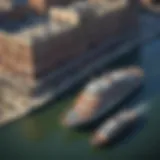 Aerial view of a casino boat anchored in Gary, Indiana