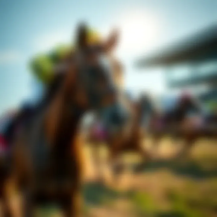 A close-up of a jockey guiding their horse on the track, showcasing the intensity of live racing