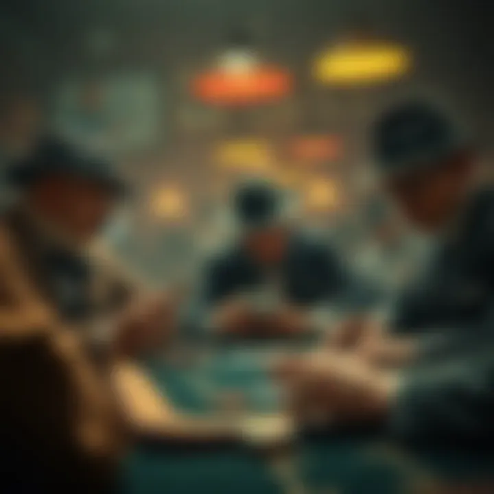 A vintage illustration of gangsters playing cards.