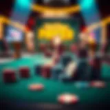 A vibrant poker table showcasing a variety of chips and cards