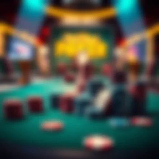 A vibrant poker table showcasing a variety of chips and cards