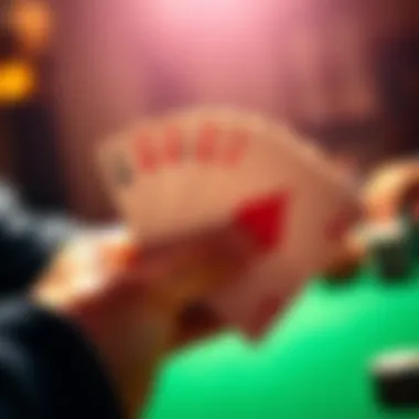 Close-up of a hand revealing a winning poker hand