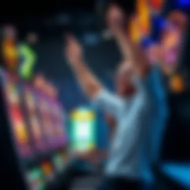 Player celebrating a win at a dollar slot machine