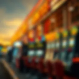 A vibrant truck stop with slot machines reflecting the lively atmosphere.