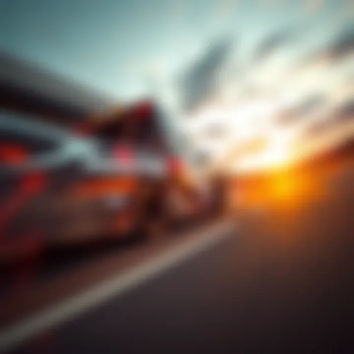 NASCAR truck in action on the racetrack