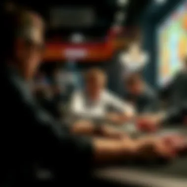 Participants engaged in a high-stakes poker game